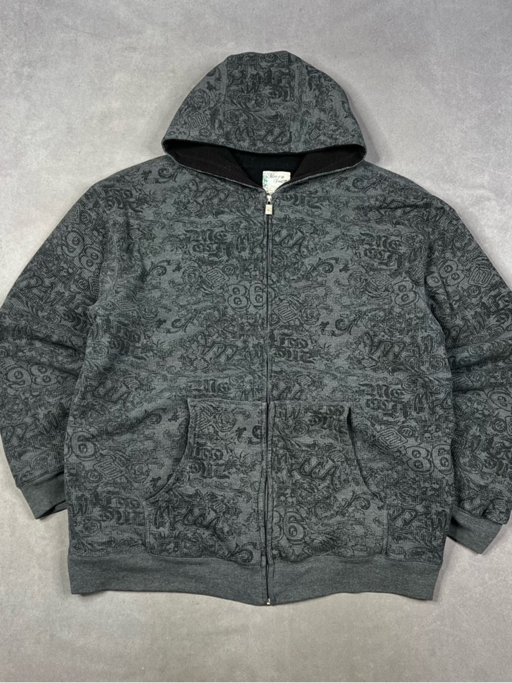 mecca Men's Dark Gray Patterned Full-Zip Hoodie Sweater